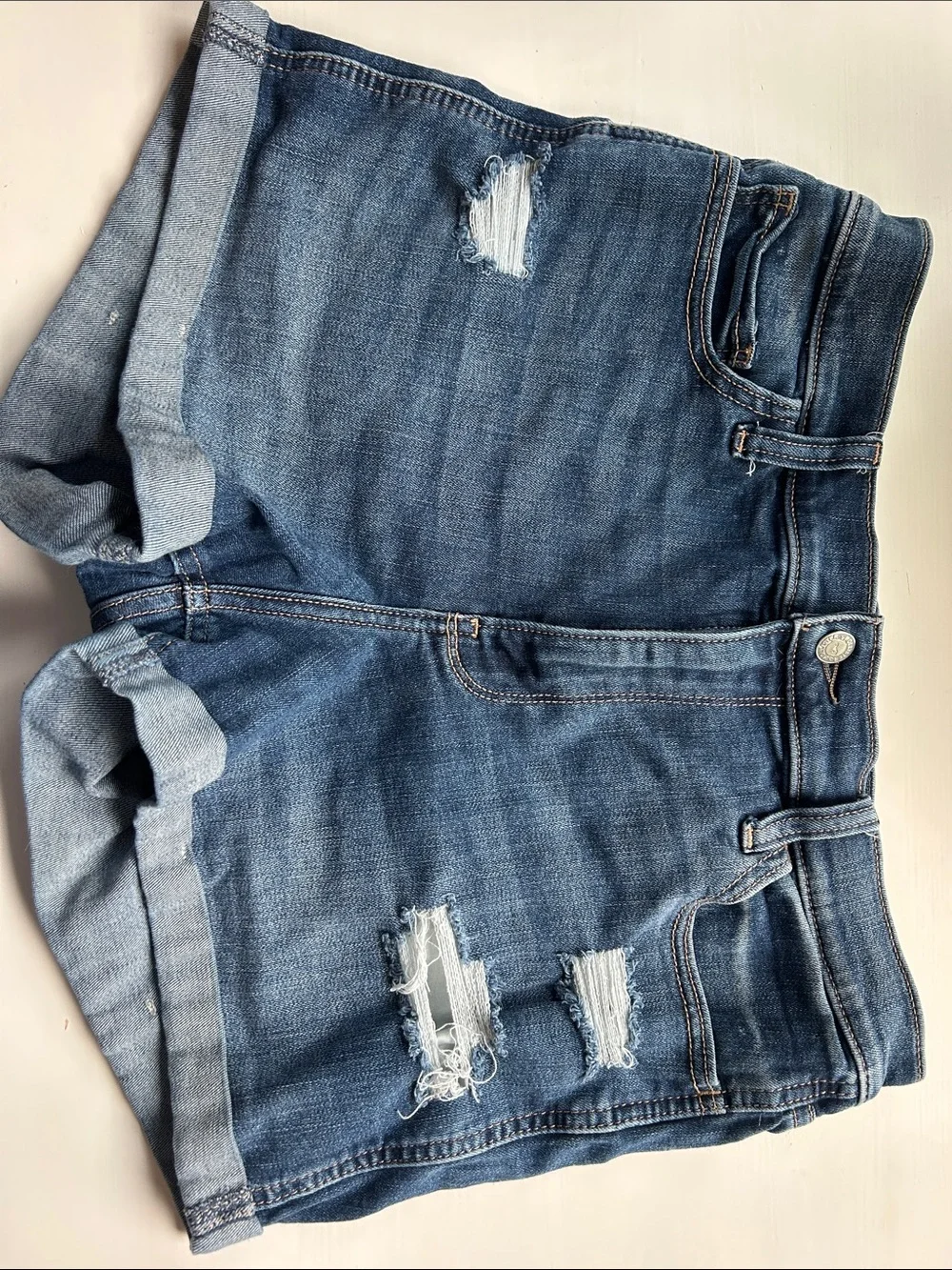 Hollister Blue Distressed Denim Jean Shorts